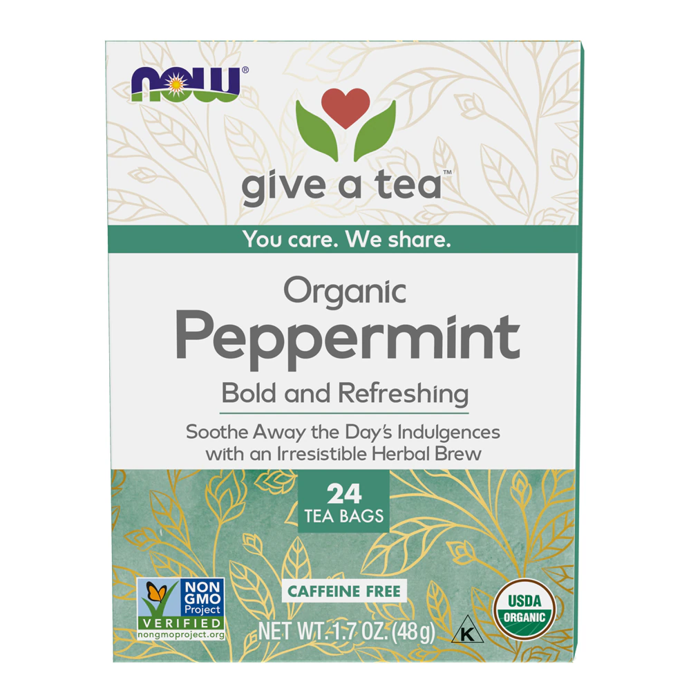 NOW Give A Tea Organic Peppermint Tea -- 24 Tea Bags