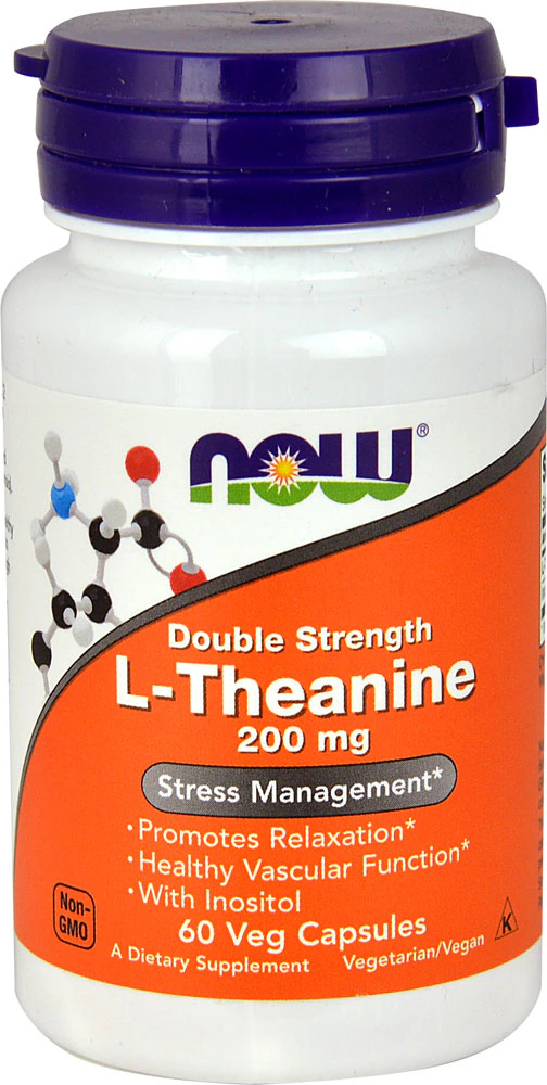 NOW L-Theanine Double Strength -- 200 mg - 60 Veg Capsules