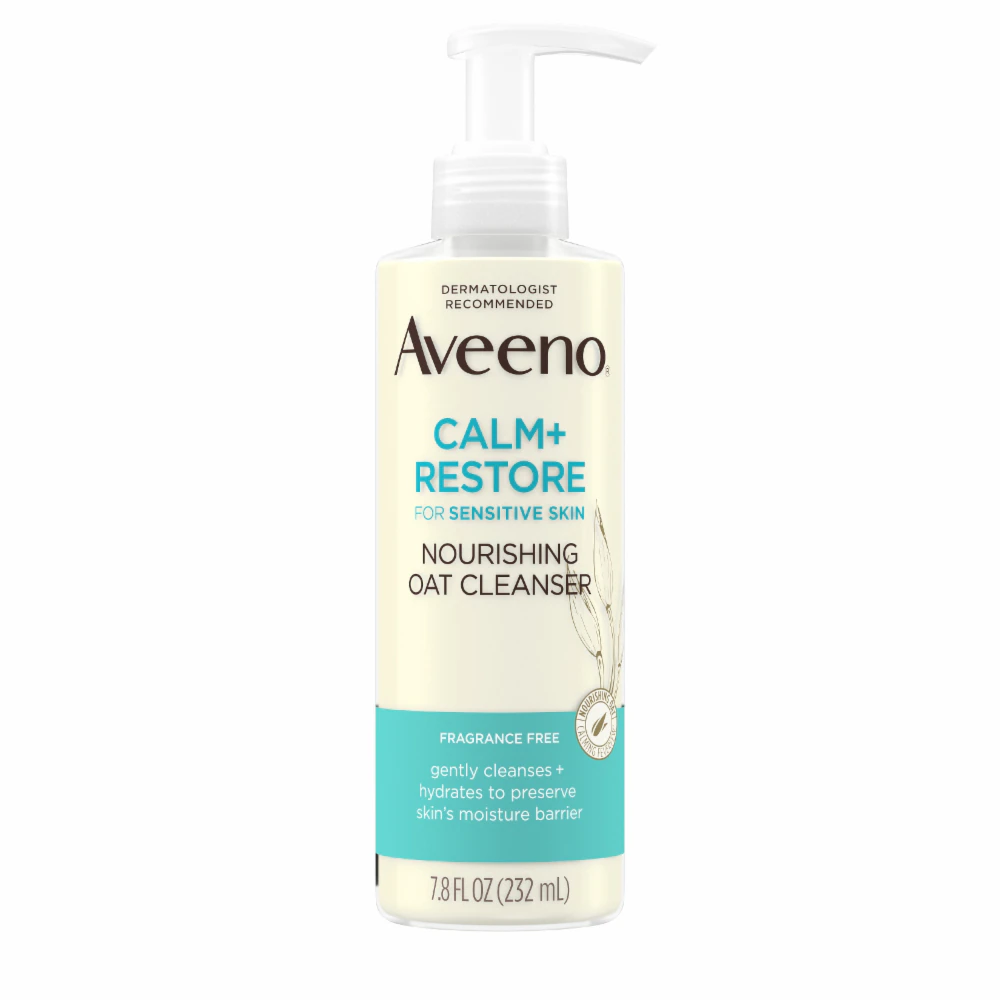 Aveeno Calm + Restore Nourishing Oat Cleanser for Senstive Skin- Fragrance Free -- 7.8 fl oz