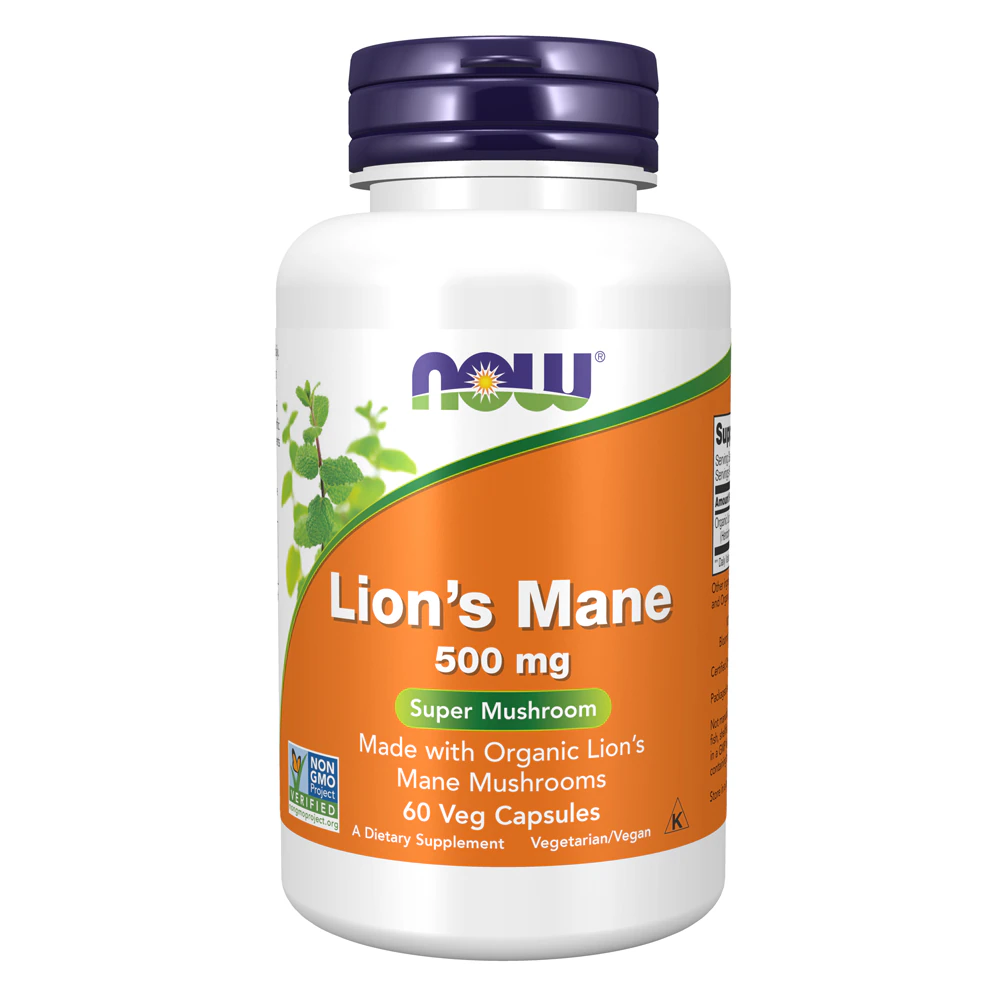 NOW Lion's Mane Super Mushroom -- 500 mg - 60 Veg Capsules