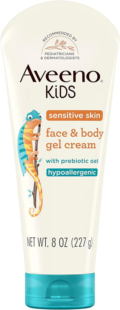 Aveeno Kids Face & Body Gel Cream Sensitive Skin Lightly Scented -- 8 oz
