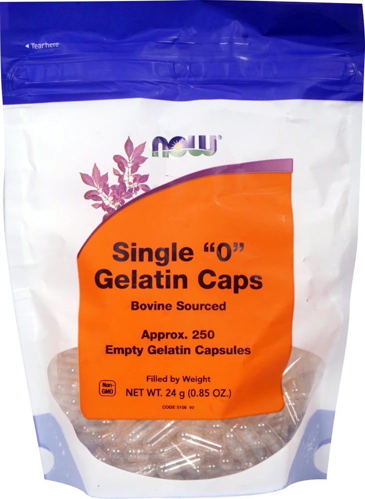NOW Single "0" Gelatin Caps -- 250 Capsules