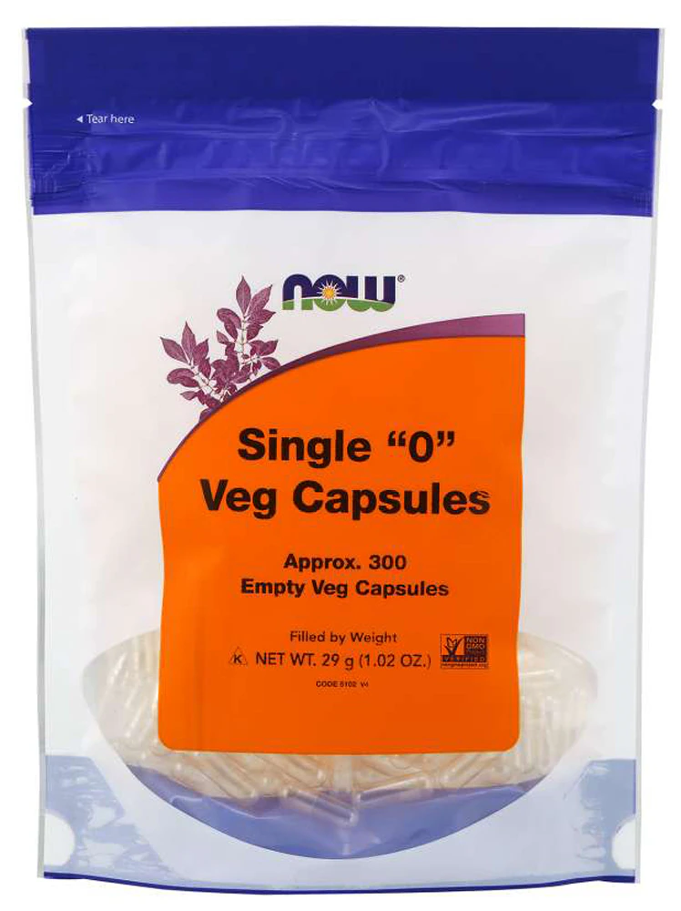 NOW Single "0" Veg Capsules -- 300 Vegetarian Capsules