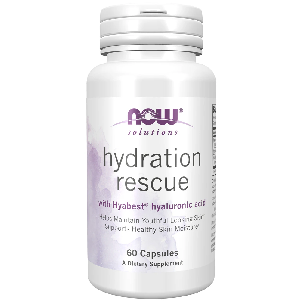 NOW Solutions Hydration Rescue with Hyabest? Hyaluronic Acid -- 60 Veg Capsules