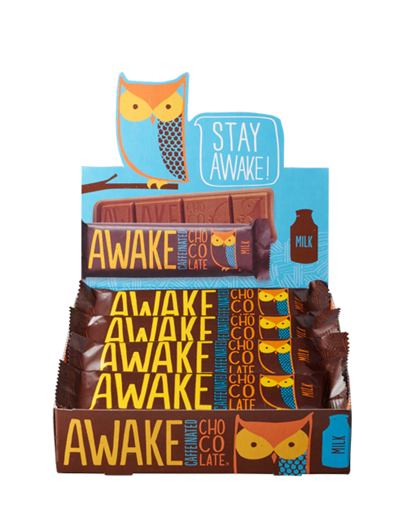 Awake Gluten Free Caffeinated Chocolate Bars Milk Chocolate -- 1.55 oz Each / Pack of 12