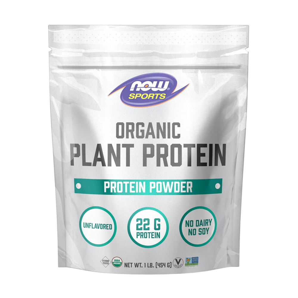 NOW Sports Organic Protein Plant Protein Powder Unflavored -- 1 lb