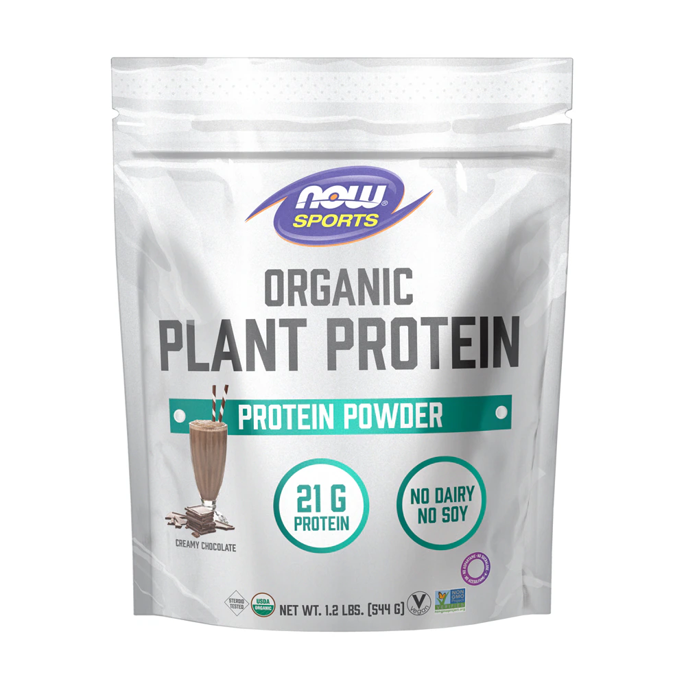 NOW Sports Organic Protein Plant Protein Powder Creamy Chocolate -- 1.2 lb