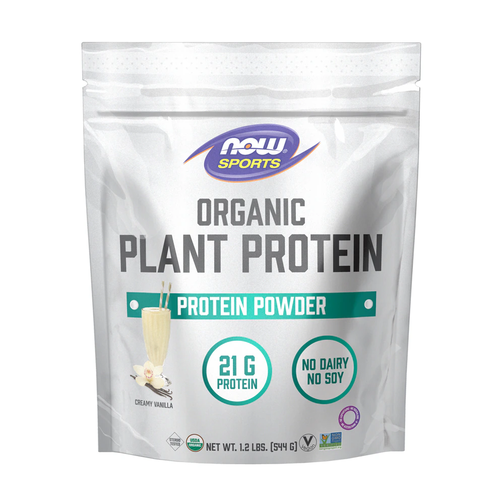 NOW Sports Organic Protein Plant Protein Powder Creamy Vanilla -- 1 lb