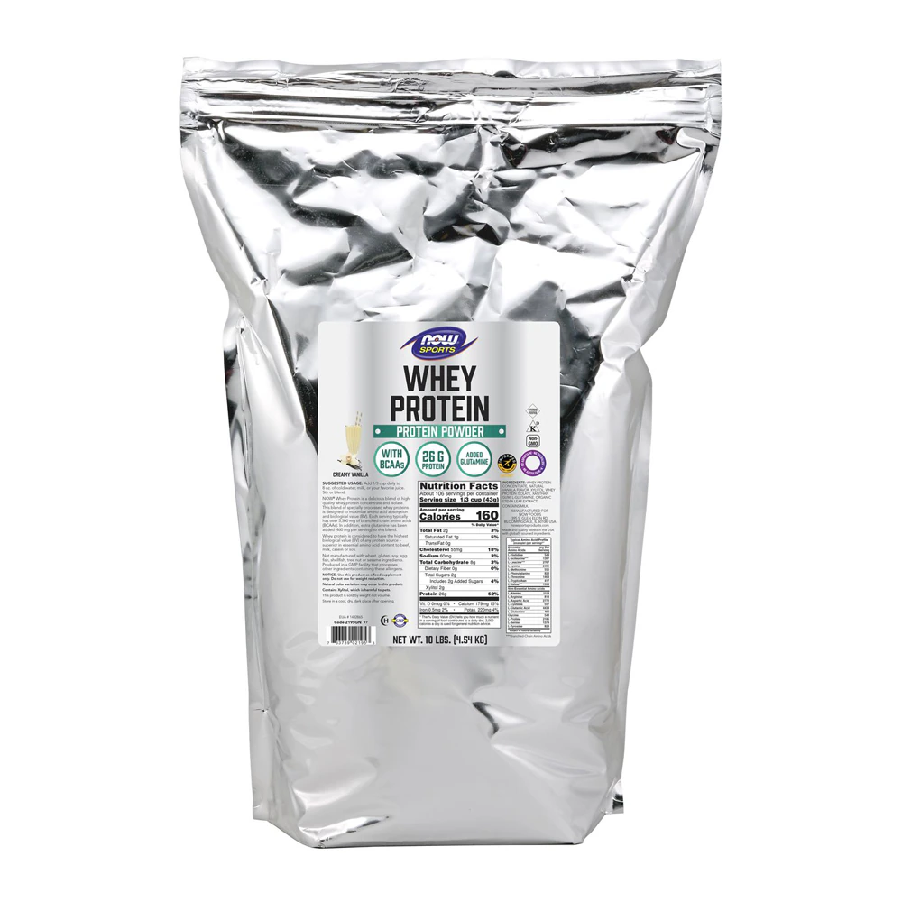 NOW Sports Whey Protein Powder - Informed Sport Certified Creamy Vanilla -- 10 lbs