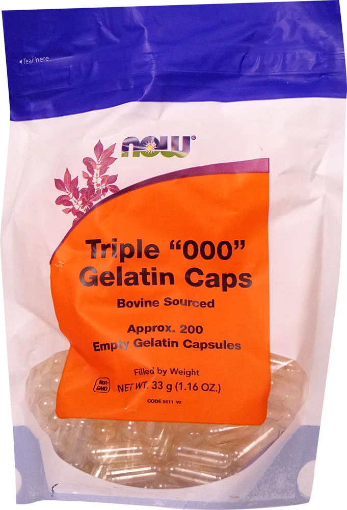 NOW Triple "000" Gelatin Caps -- 200 Capsules
