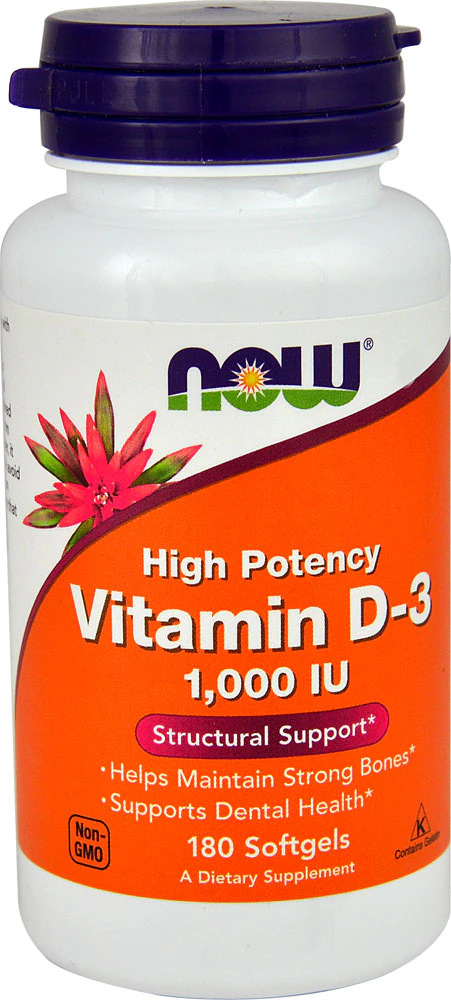 NOW Vitamin D-3 -- 1000 IU - 180 Softgels