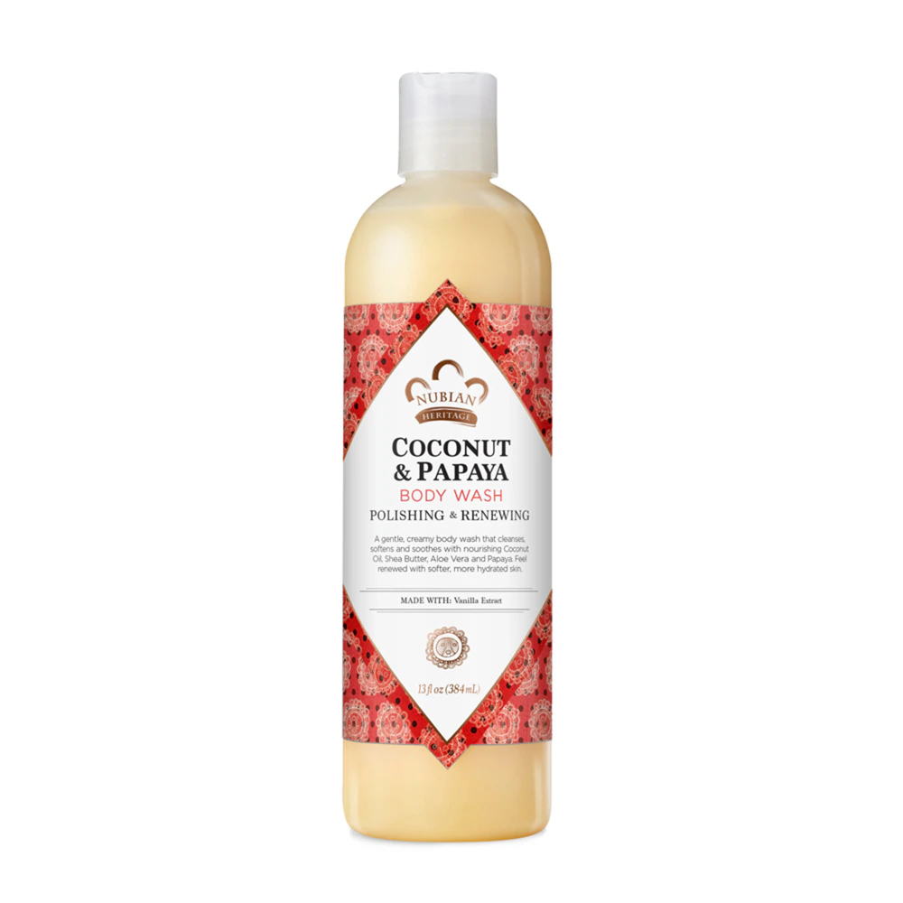 Nubian Heritage Cruelty-Free Coconut Oil & Papaya Hydrating Body Wash Cleanser for Dry Skin -- 13 fl oz