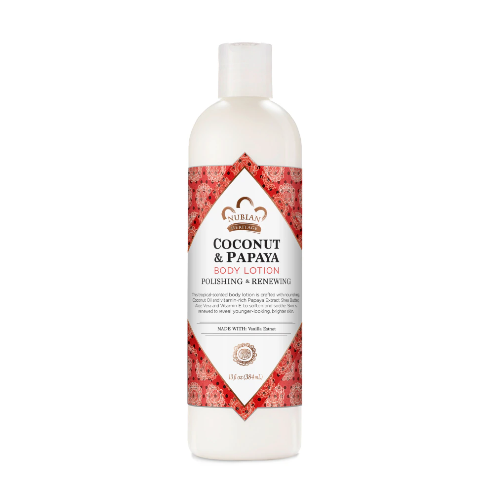 Nubian Heritage Cruelty & Paraben-Free Coconut & Papaya Body Lotion for Dry Skin -- 13 fl oz