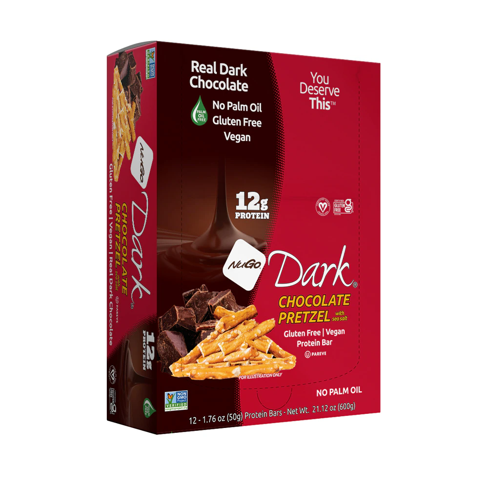 NuGo Nutrition NuGo Dark Bars Gluten Free Chocolate Pretzel -- 12 Bars