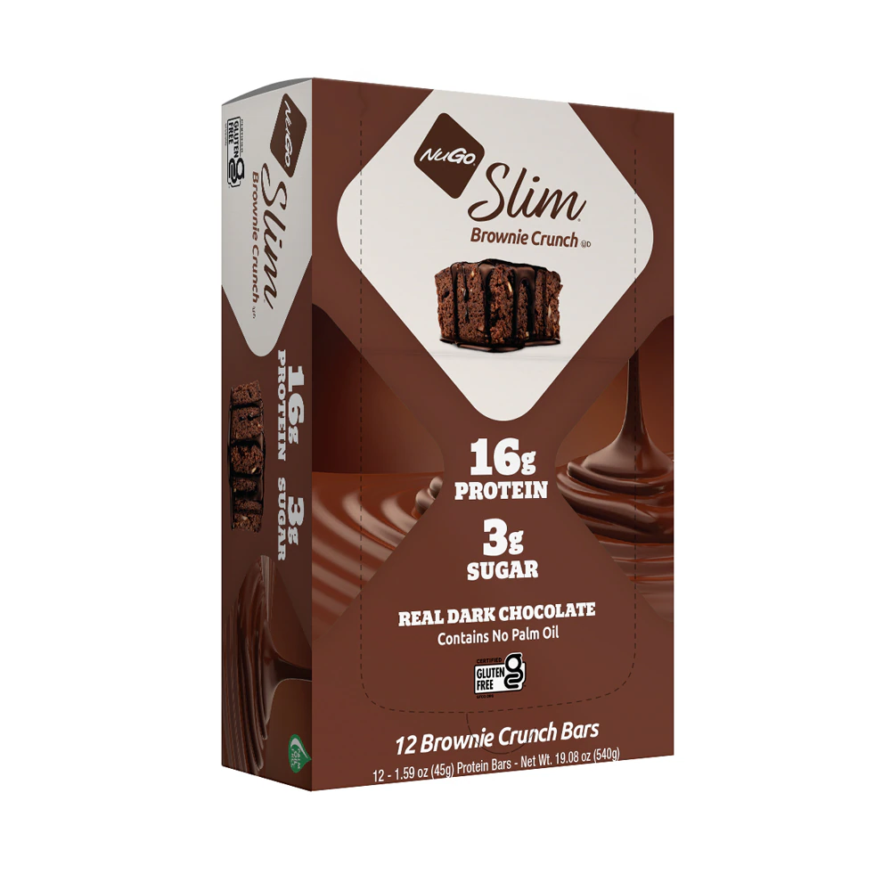 NuGo Nutrition NuGo? Slim Bars Gluten Free Brownie Crunch -- 12 Bars