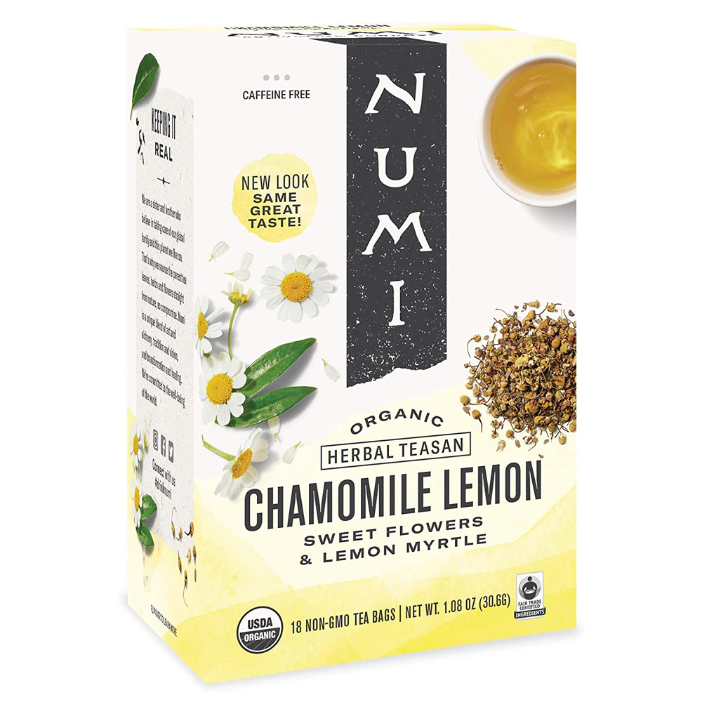 Numi Tea Chamomile Lemon Tea Caffeine Free -- 18 Tea Bags