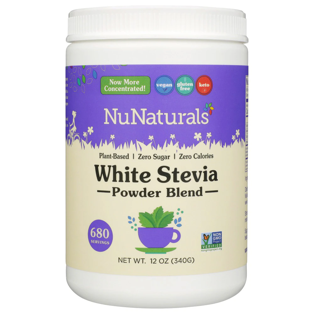 NuNaturals Non-GMO White Stevia Powder -- 12 oz
