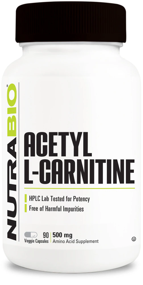 NutraBio Acetyl L-Carnitine -- 500 mg - 90 Veggie Capsules