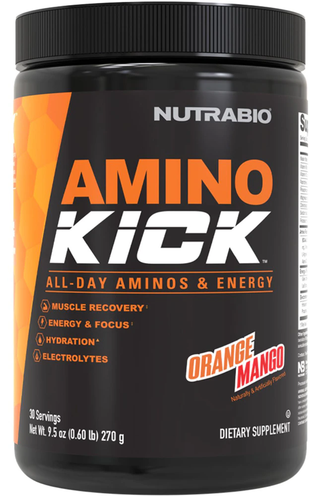 NutraBio Amino Kick Orange Mango -- 30 Servings