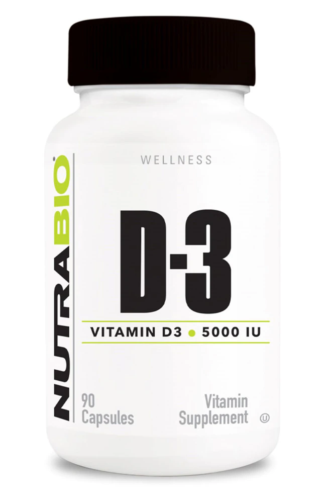 NutraBio Vitamin D-3 -- 5000 IU - 90 Capsules