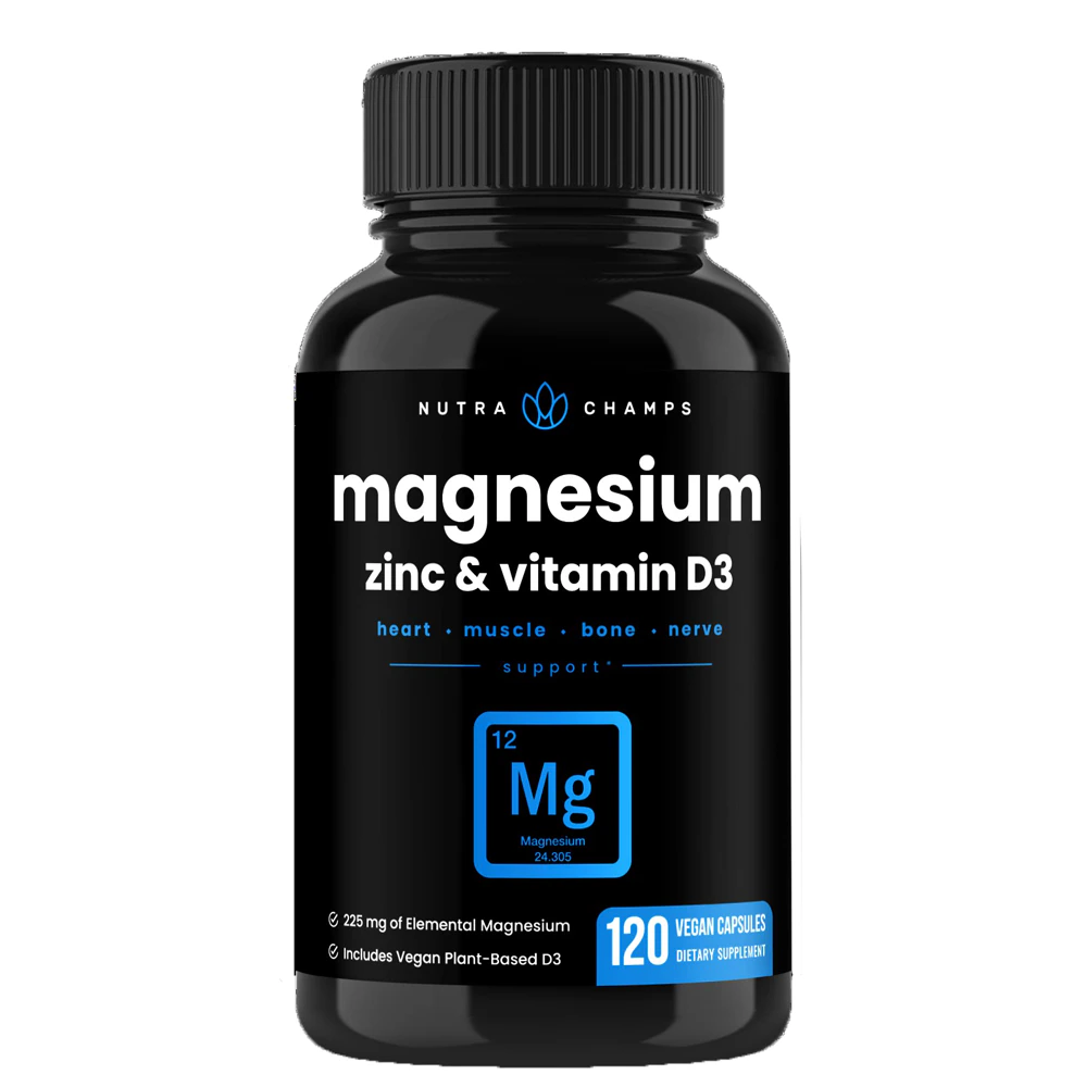 NutraChamps Magnesium Zinc & Vitamin D3 -- 120 Veggie Capsules