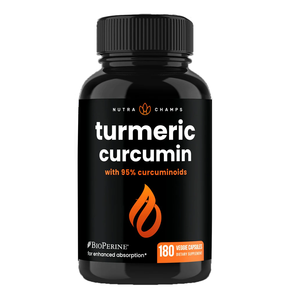 NutraChamps Turmeric Curcumin with 95% Curcuminoids -- 180 Vegetarian Capsules