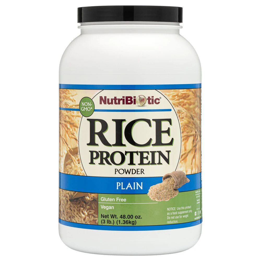 NutriBiotic Rice Protein Powder Raw Vegan Plain -- 3 lbs