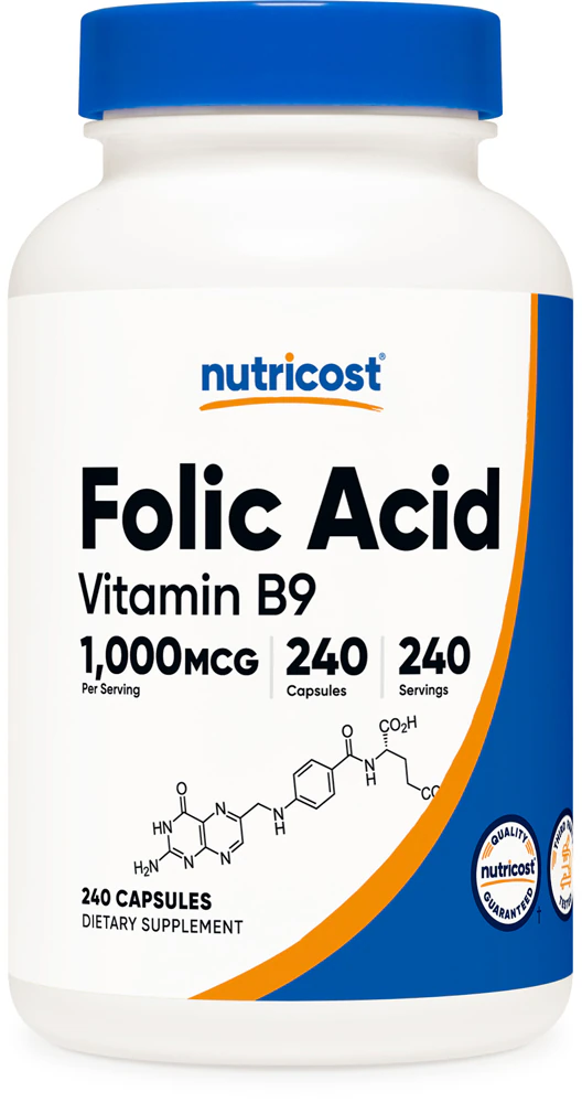 Nutricost Folic Acid - Vitamin B9 -- 1000 mcg - 240 Capsules