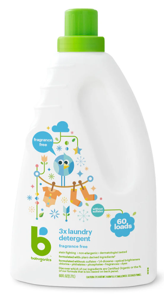 Babyganics 3X Laundry Detergent Fragrance Free 60 Loads -- 60 fl oz