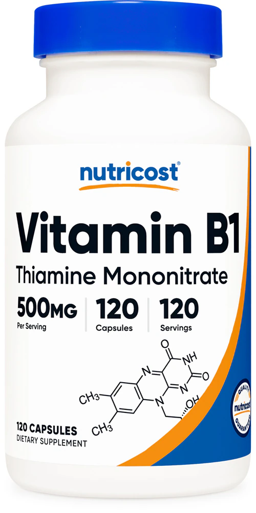Nutricost Vitamin B1 Thiamin Mononitrate -- 500 mg - 120 Capsules