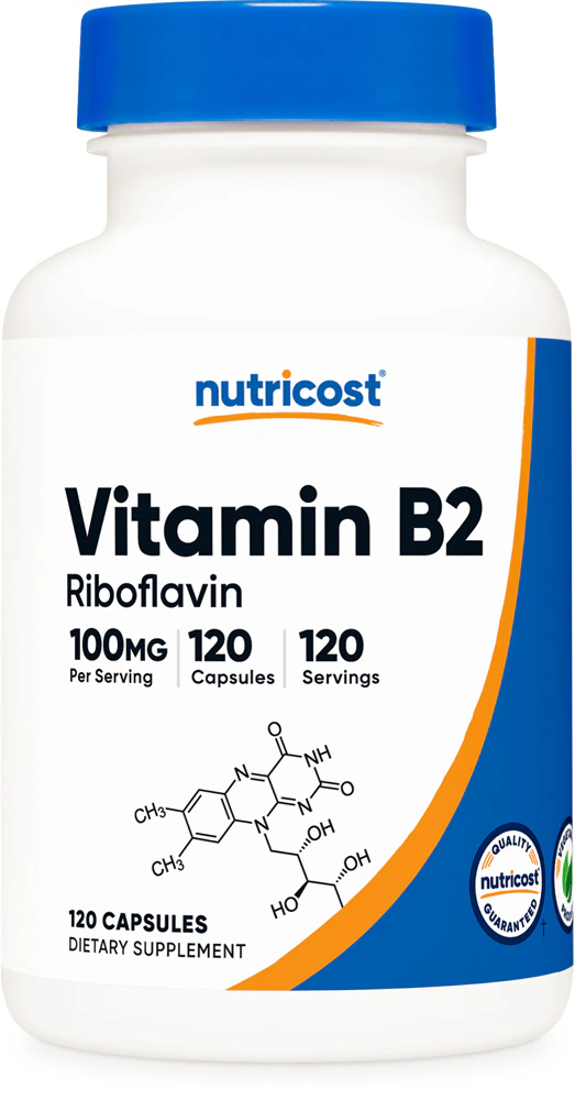 Nutricost Vitamin B2 Riboflavin -- 100 mg - 120 Capsules