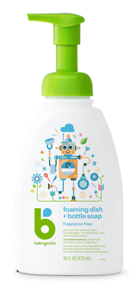 Babyganics Foaming Dish and Bottle Soap Fragrance Free -- 16 fl oz