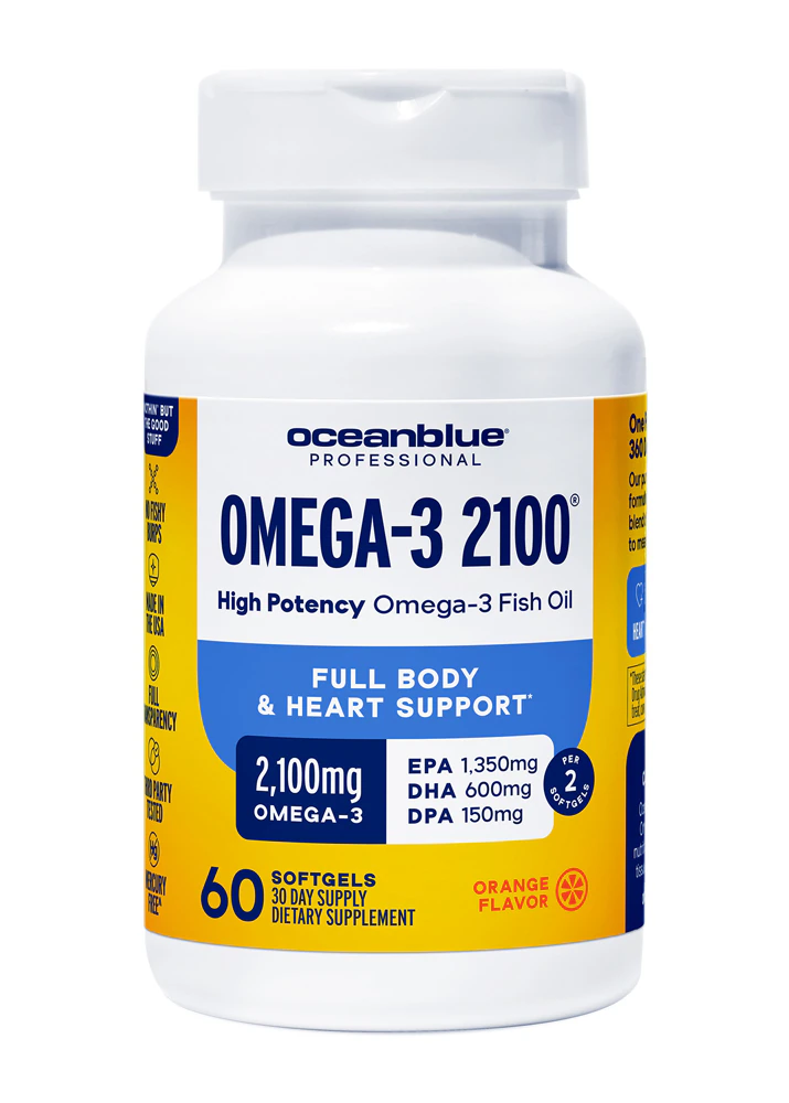 OceanBlue Professional Omega-3 2100 High Potency Natural Orange -- 60 Softgels