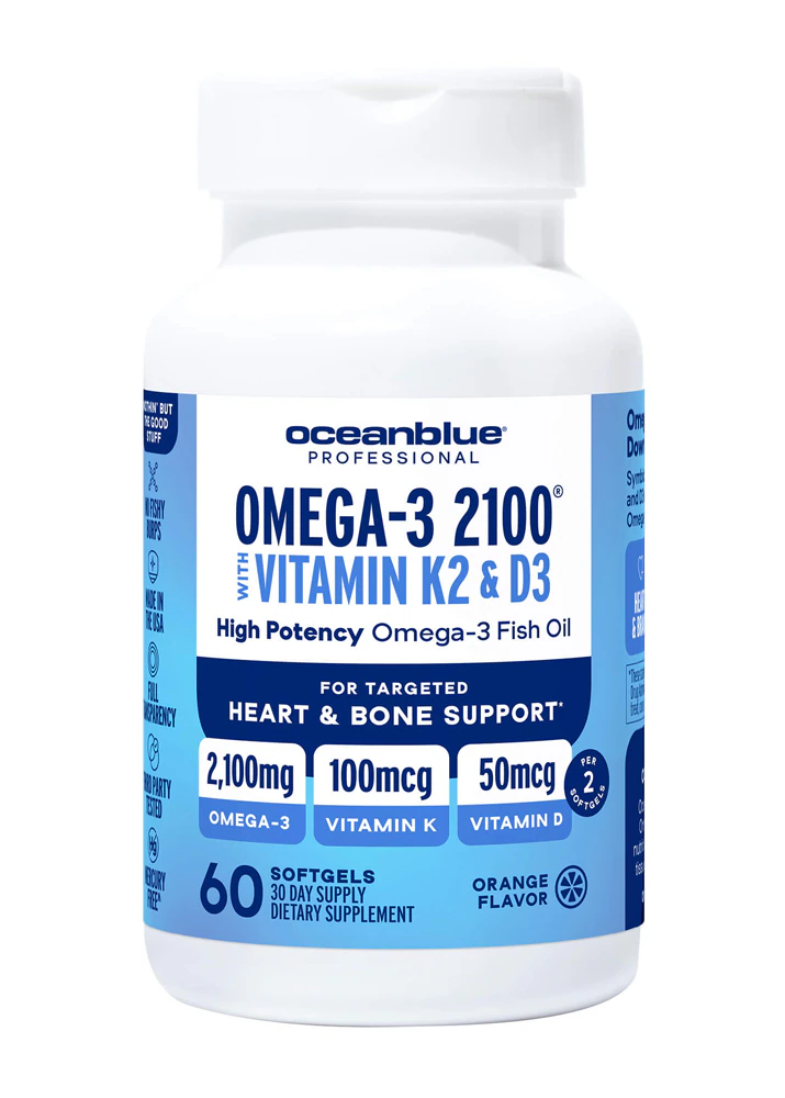 OceanBlue Professional Omega 3 - 2100 with Vitamin K2 & D3 -- 60 Softgels