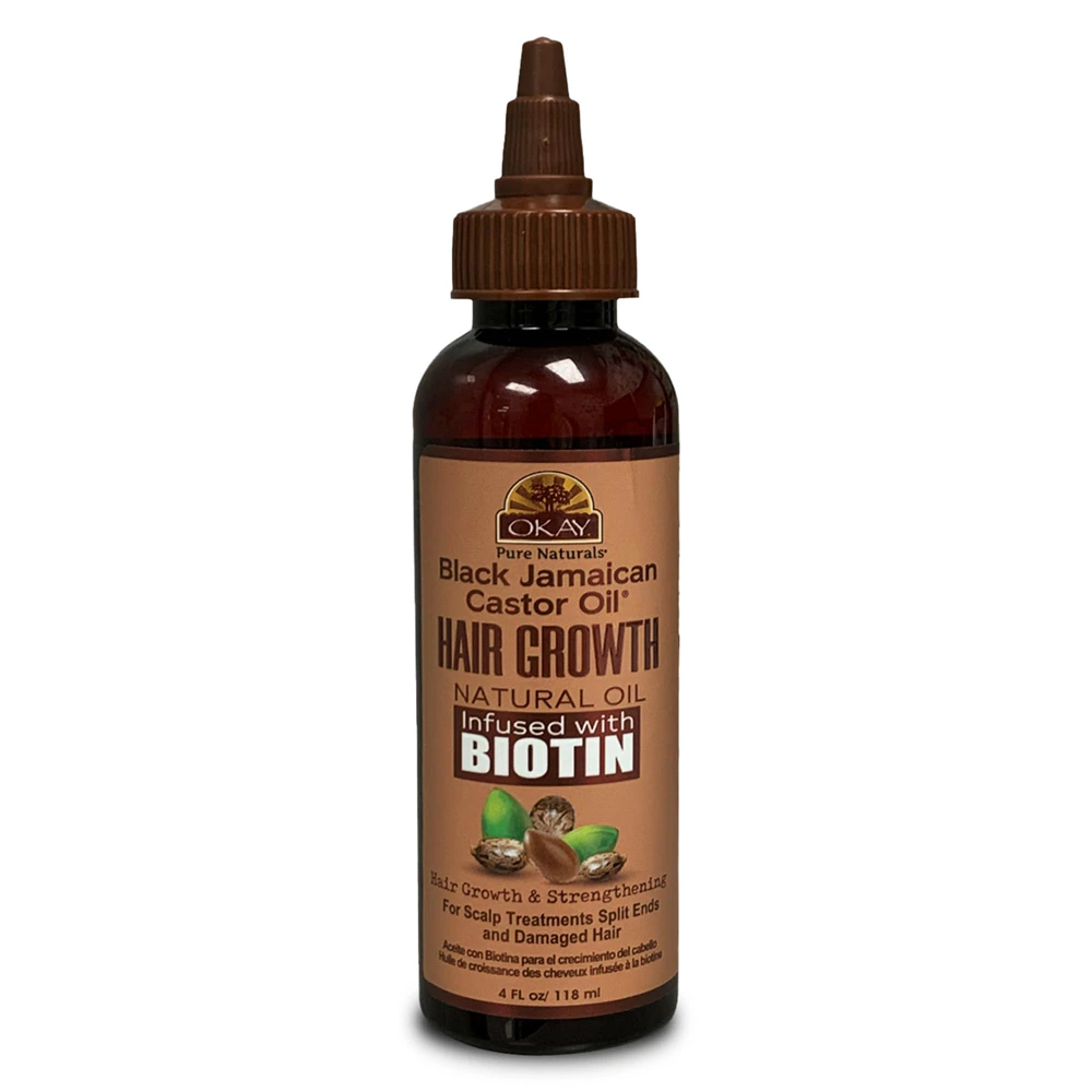 OKAY Pure Naturals Black Jamaican Castor Hair Growth Oil with Biotin -- 4 fl oz