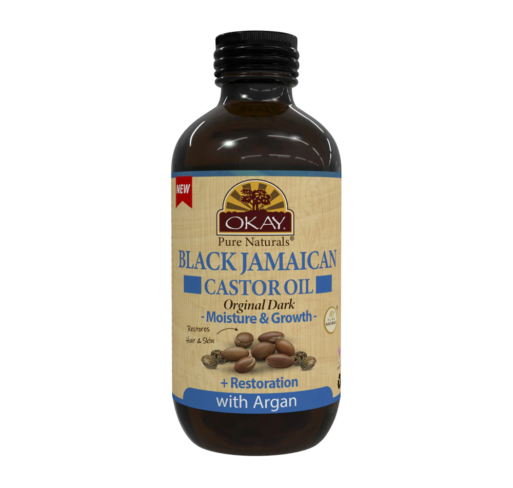 OKAY Pure Naturals Black Jamaican Castor Oil Original Dark with Argan Oil -- 4 fl oz