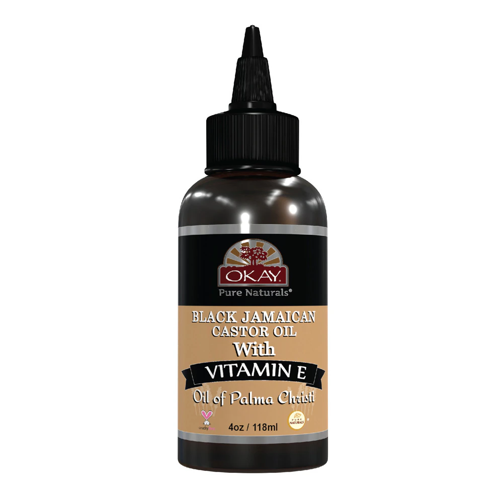 OKAY Pure Naturals Black Jamaican Castor Oil with Vitamin E & Panthenol -- 4 fl oz