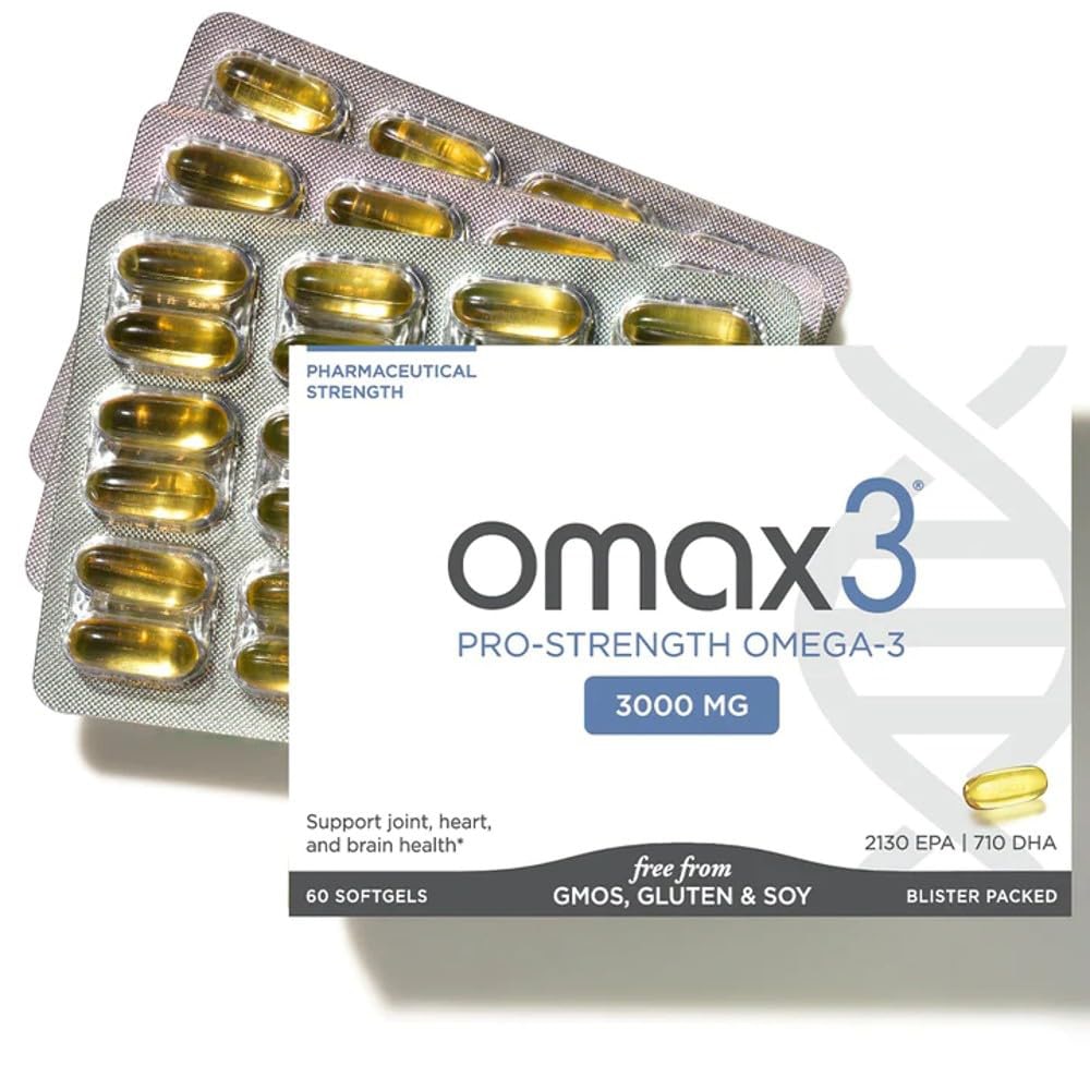Omax3 Ultra Pure Pro-Strength Omega-3 - NSF Certified for Sport -- 3000 mg - 60 Softgels