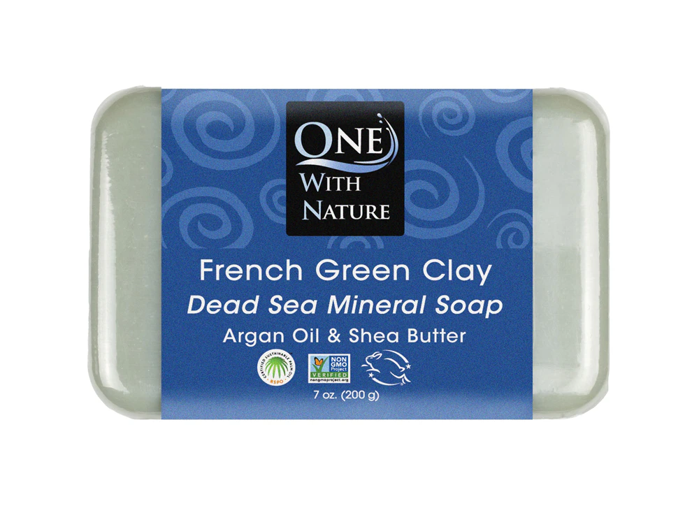 One With Nature Dead Sea Mineral Bar Soap French Green Clay -- 7 oz