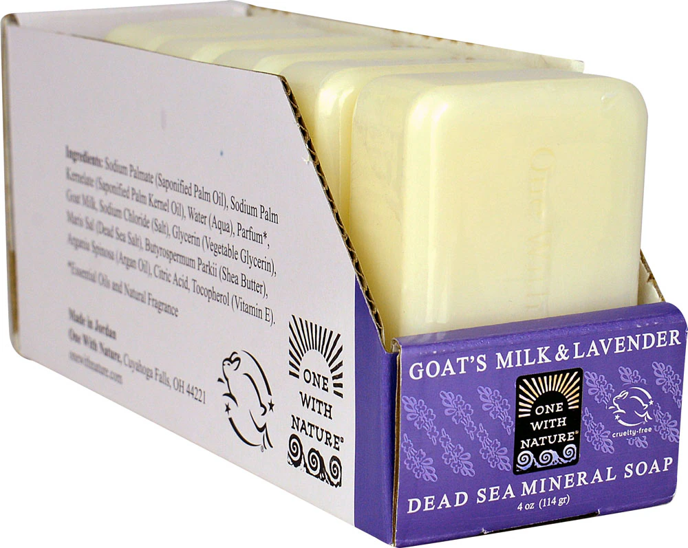 One With Nature Dead Sea Mineral Bar Soap Goat's Milk & Lavender -- 6 Bars