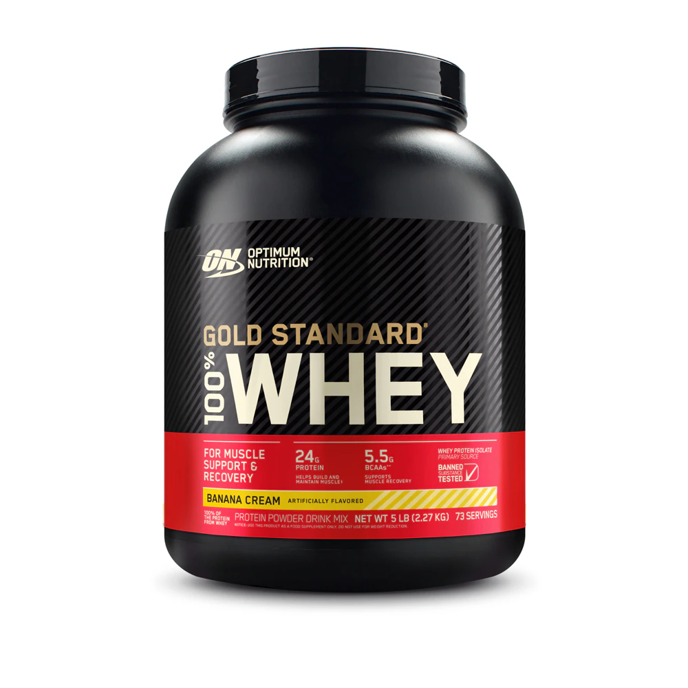 Optimum Nutrition Gold Standard 100% Whey Protein Powder For Muscle Support and Recovery Banana Cream -- 73 Servings