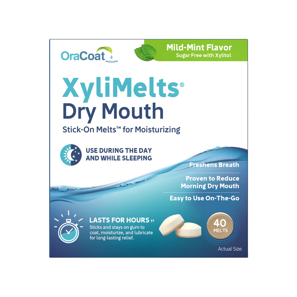 OraCoat Xylimelts Dry Mouth Stick-On-Melts Mild Mint -- 40 Melts