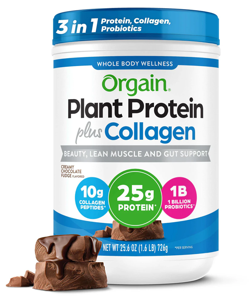 Orgain 25g Plant Protein + Collagen Creamy Chocolate Fudge -- 25.6 oz