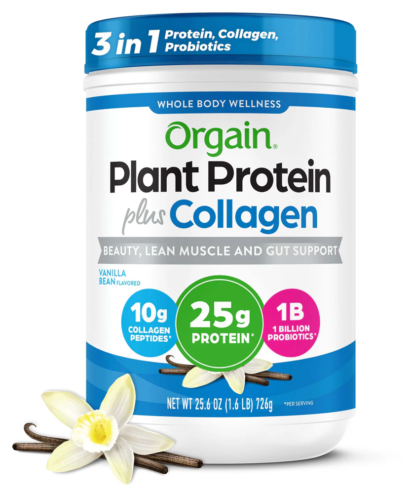 Orgain 25g Plant Protein + Collagen Vanilla Bean -- 25.6 oz