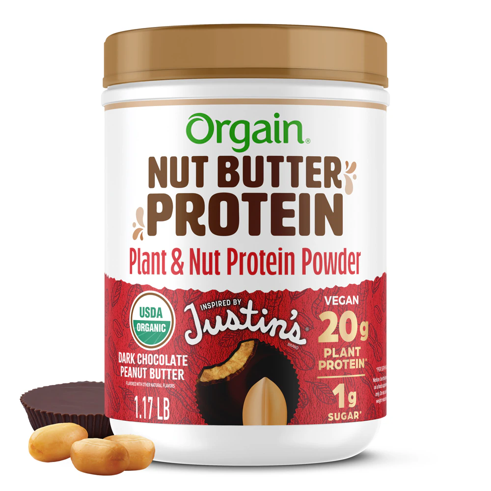 Orgain Justin's Nut Butter Protein - Plant & Nut Protein Powder Dark Chocolate Peanut Butter -- 1.17 lb
