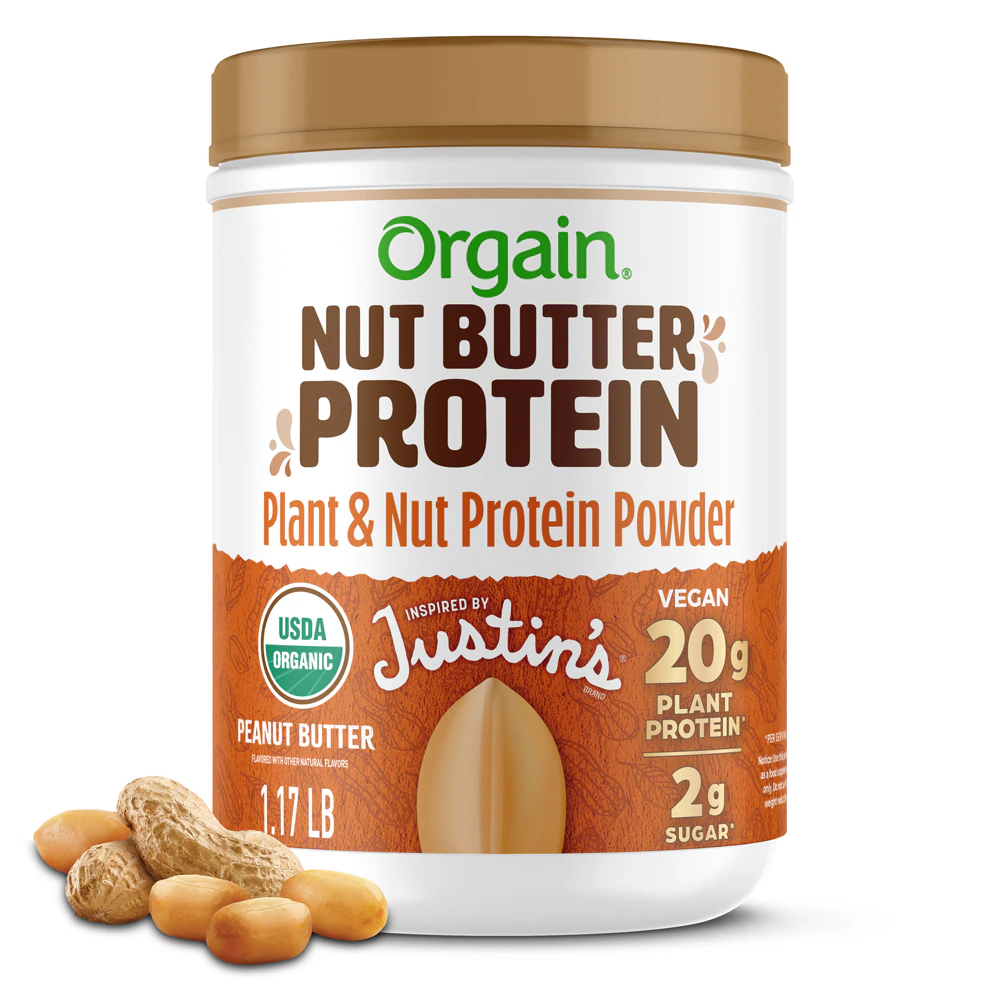 Orgain Justin's Nut Butter Protein - Plant & Nut Protein Powder Peanut Butter -- 1.17 lb