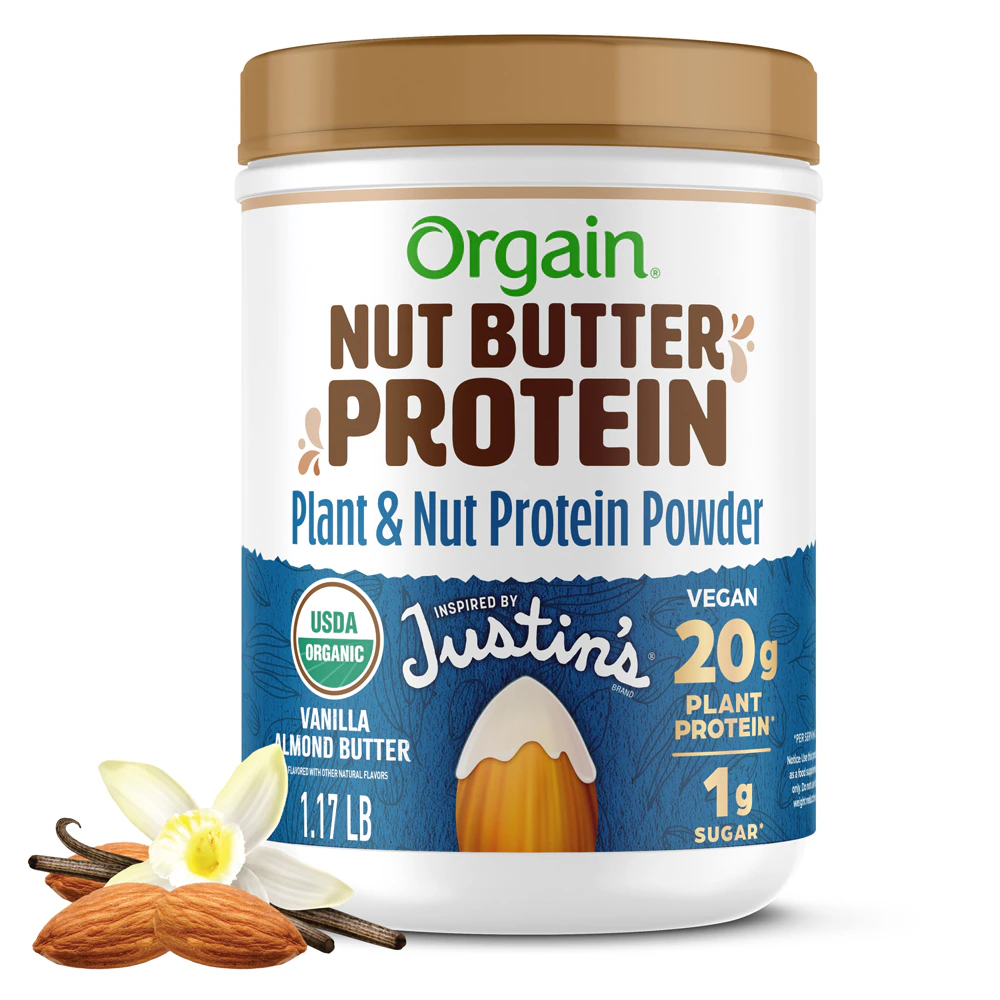 Orgain Justin's Nut Butter Protein - Plant & Nut Protein Powder Vanilla Almond Butter -- 1.17 lb