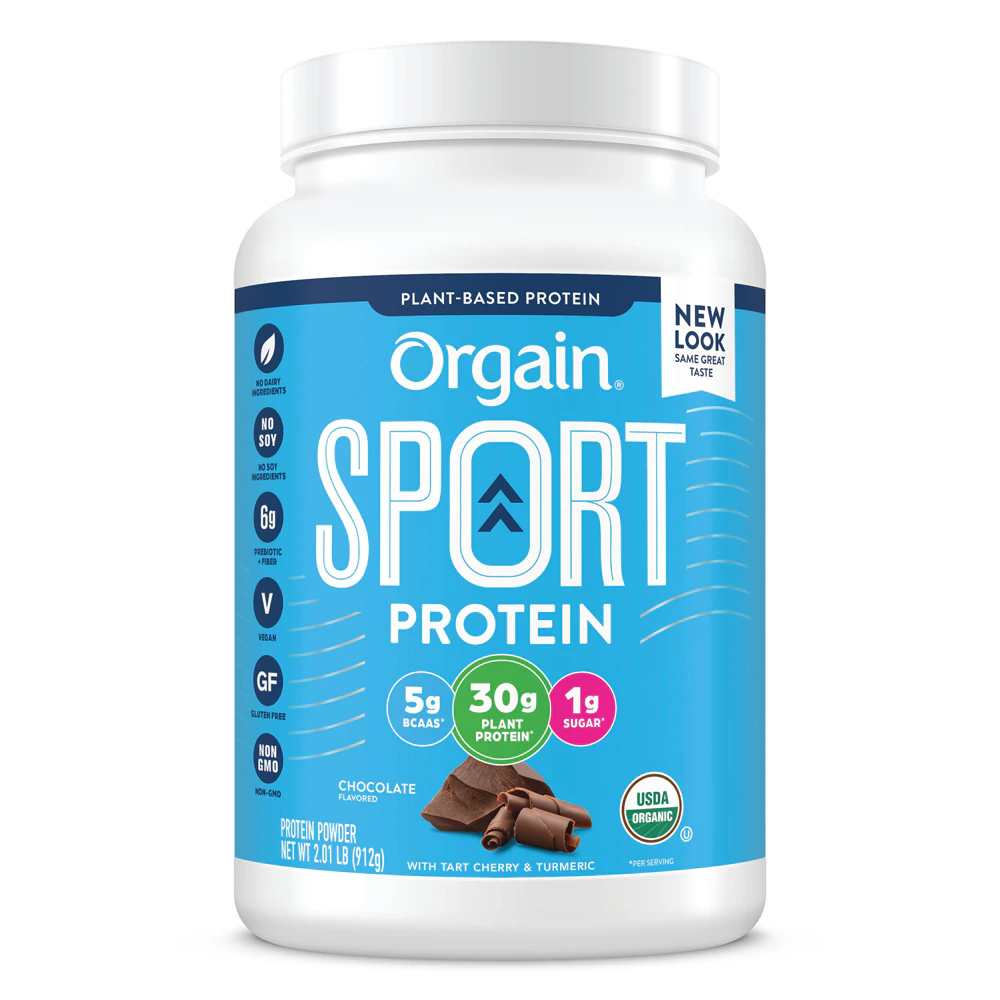 Orgain Organic 30g Vegan Sport Protein Powder Muscle Recovery Chocolate -- 2.01 lbs