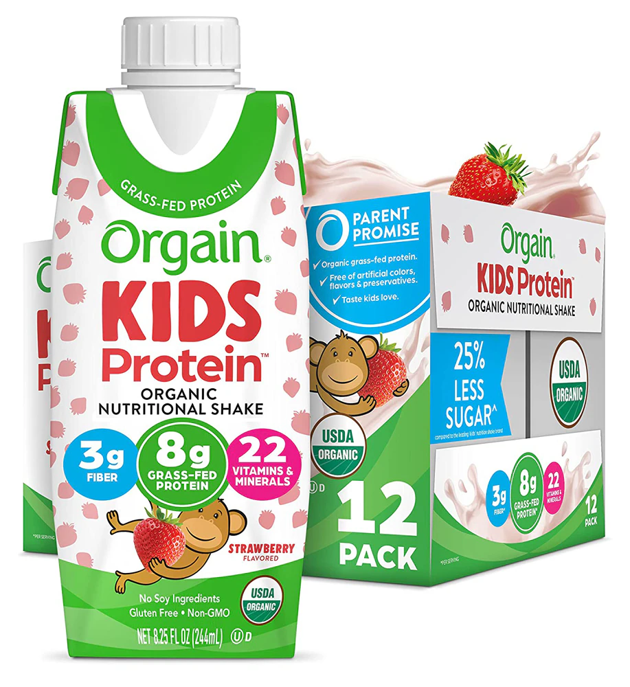 Orgain Organic Kids Nutritional Shake 22 Vitamins & Minerals Strawberry -- 12 Shakes