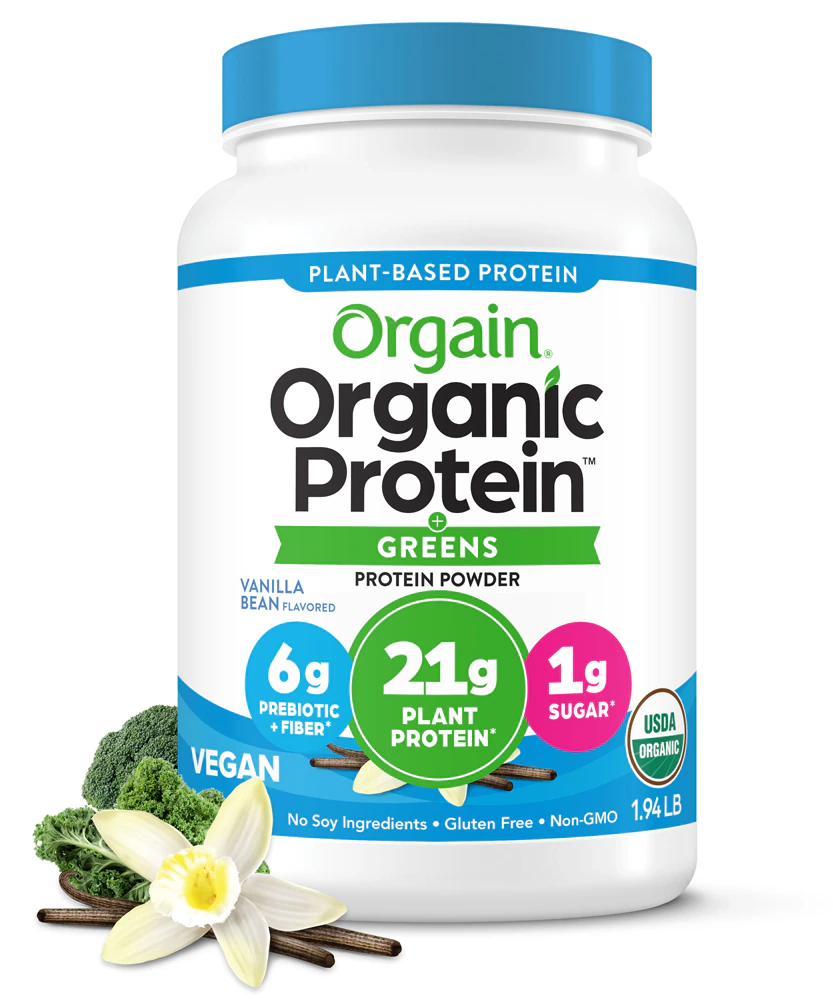 Orgain Organic Vegan 21g Protein & Greens Powder Plant Based Non-GMO Vanilla -- 1.94 lb